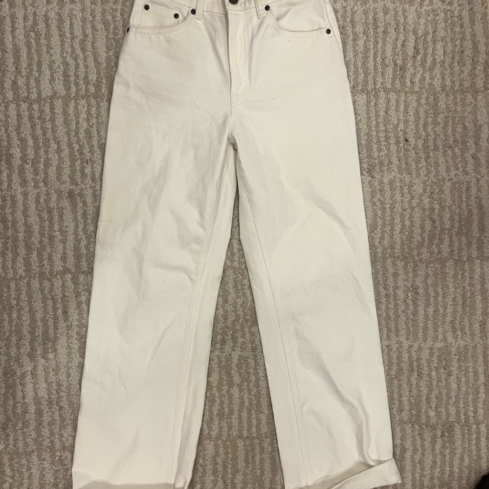 Nudie Jeans White Wide Leg Flare Jeans